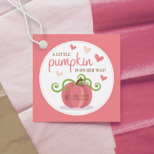 Cute Little Pumpkin Girls Baby Shower Favor Tags