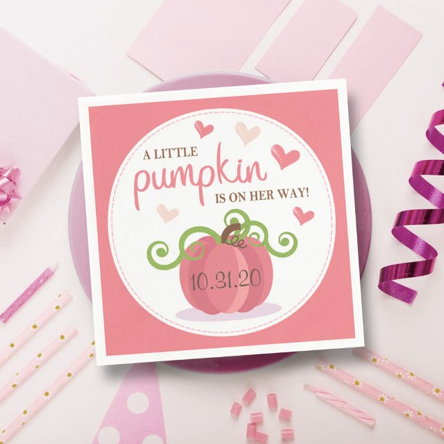 Cute Little Pumpkin Girls Baby Shower Napkins (Creator Uploaded)
