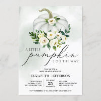 Cute little pumpkin greenery boho baby shower invitation