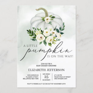 Cute little pumpkin greenery boho baby shower invitation