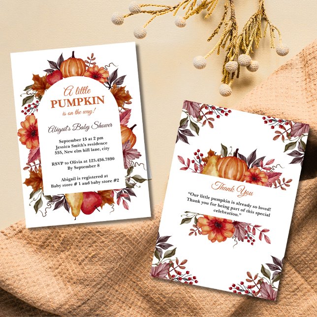 Cute Little Pumpkin Is On The Way Baby Shower  Invitation (Creator Uploaded)