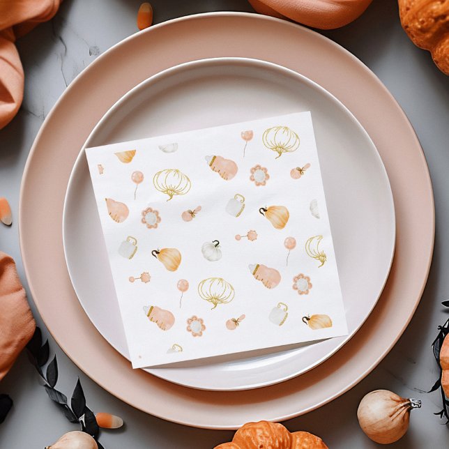 Cute Little Pumpkin Nursery Baby Girl Shower Napkins (Creator Uploaded)