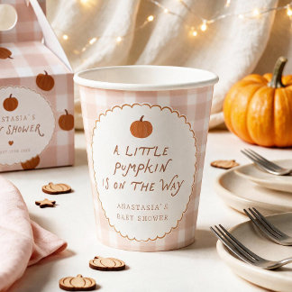 Cute Little Pumpkin on the Way Baby Shower Paper Cups
