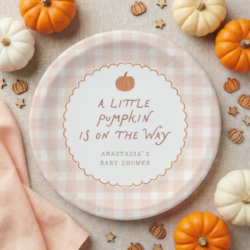Cute Little Pumpkin on the Way Baby Shower Paper Plates
