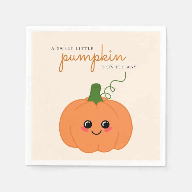 Cute Little Pumpkin On The Way Fall Baby Shower Napkins (Front)