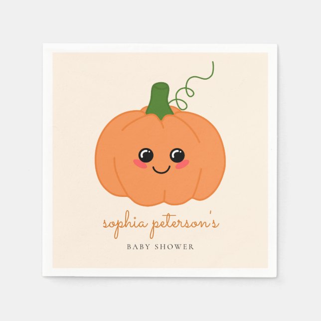 Cute Little Pumpkin On The Way Fall Baby Shower Napkins (Front)