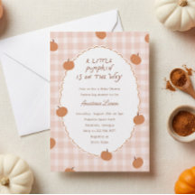 Cute Little Pumpkin on the Way Gingham Baby Shower