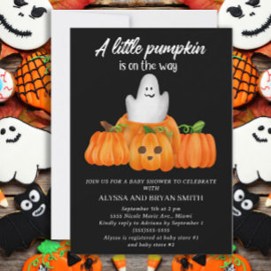 Cute Little Pumpkin On Way Baby Shower Invitation