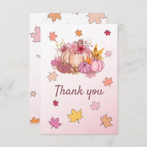 Cute Little Pumpking Spice Nice Pink Fall in Love Thank You Card