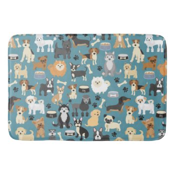 Cute Little Puppy Dog Pet Pattern Bath Mat by LilPartyPlanners at Zazzle