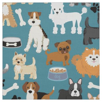 Cute Little Puppy Dog Pet Pattern Fabric by LilPartyPlanners at Zazzle