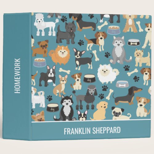 Cute Little Puppy Dog Pet Pattern Personalized 3 Ring Binder