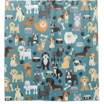 Cute Little Puppy Dog Pet Pattern Shower Curtain