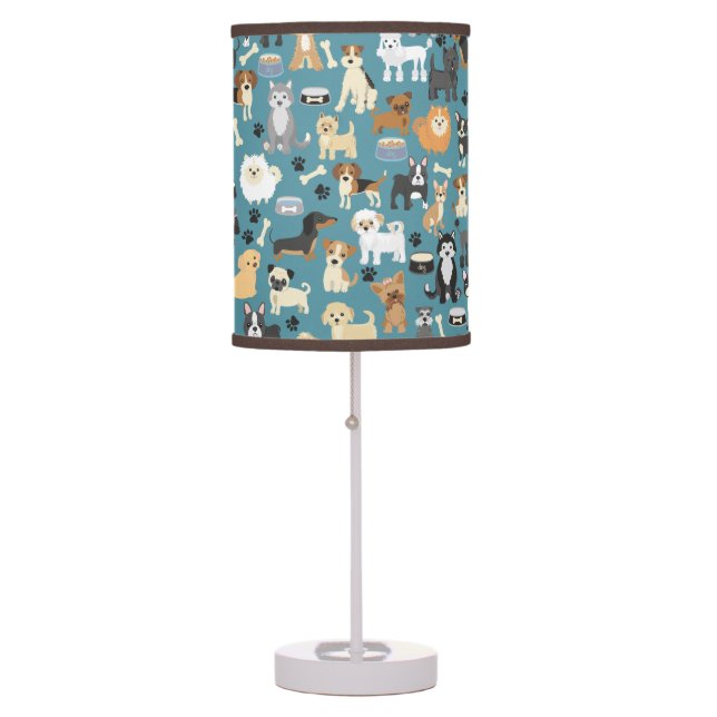 Cute Little Puppy Dog Pet Pattern Table Lamp (Front)