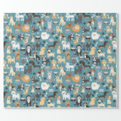 Cute Little Puppy Dog Pet Pattern Wrapping Paper (Flat)