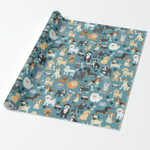 Cute Little Puppy Dog Pet Pattern Wrapping Paper