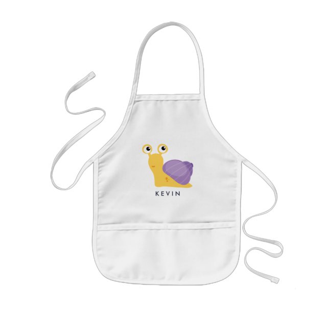 Cute Little PURPLE SNAIL Personalized Kids' Apron (Front)