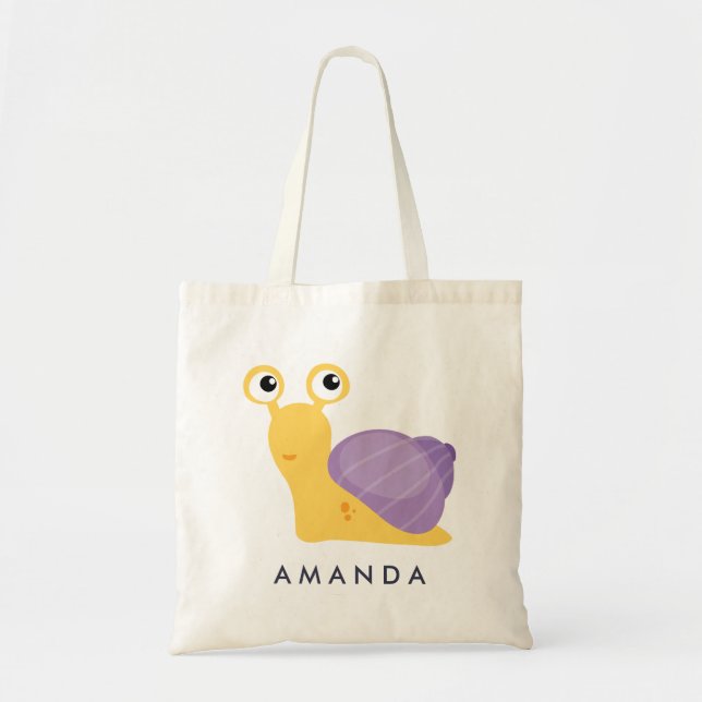 Cute Little purple SNAIL Personalized Tote Bag (Front)