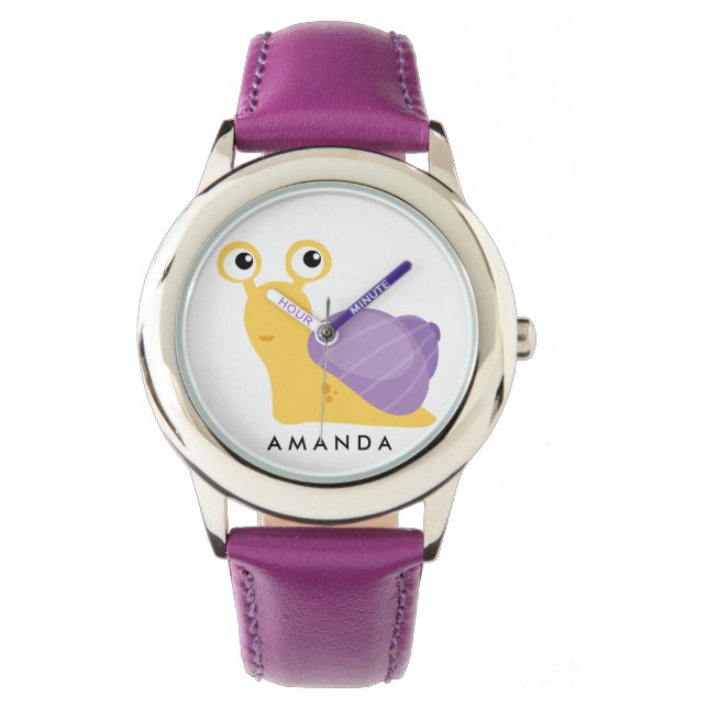 Cute Little purple SNAIL Personalized Watch (Front)