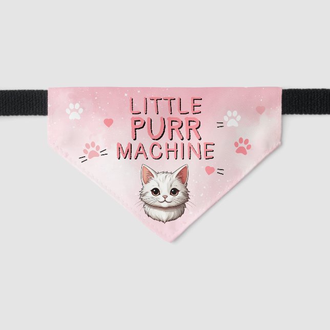 Cute Little Purr Machine Cat Funny Pet Bandana Collar (Front)