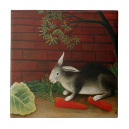 Cute Little Rabbit (Pet Animal) (Henri Rousseau) Ceramic Tile