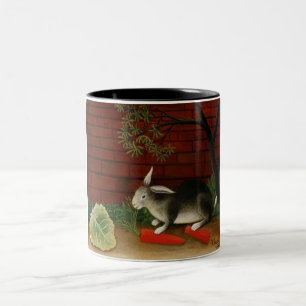 Cute Little Rabbit (Pet Animal) (Henri Rousseau) Two-Tone Coffee Mug