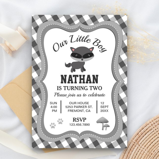 Cute Little Raccoon Kids Birthday Party Invitation (Creator Uploaded)