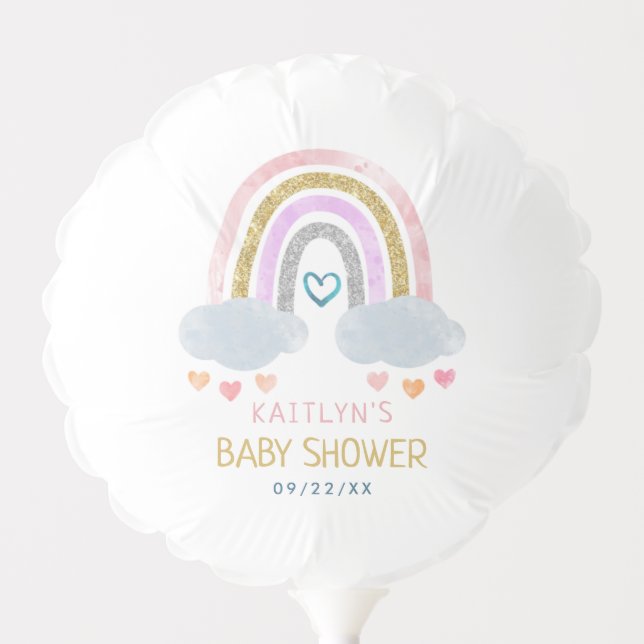 Cute Little Rainbow Baby Shower Balloon (Front)