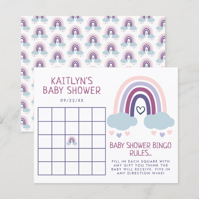 Cute Little Rainbow Baby Shower Bingo (Front/Back)