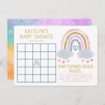 Cute Little Rainbow Baby Shower Bingo Cards