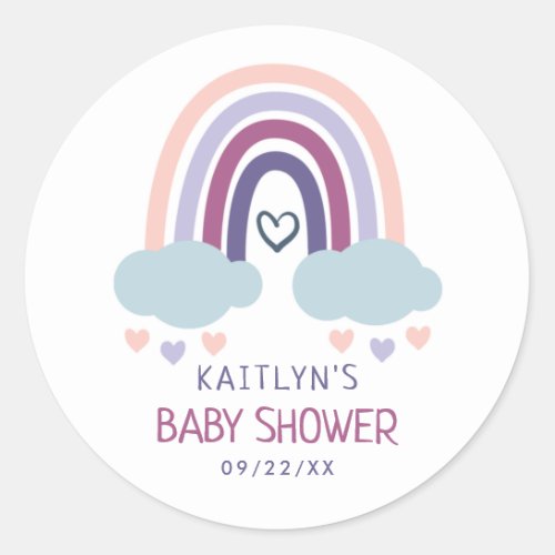 Cute Little Rainbow Baby Shower Classic Round Sticker