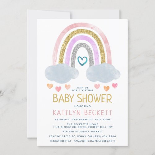 Cute Little Rainbow Baby Shower Invitation