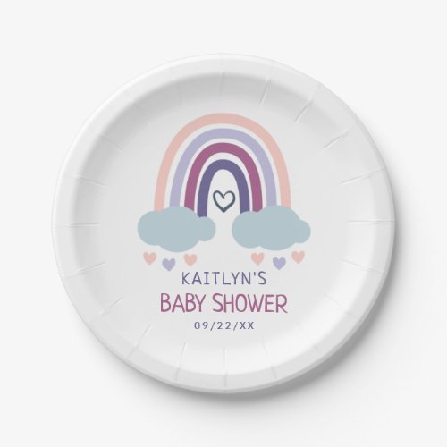 Cute Little Rainbow Baby Shower Paper Plates