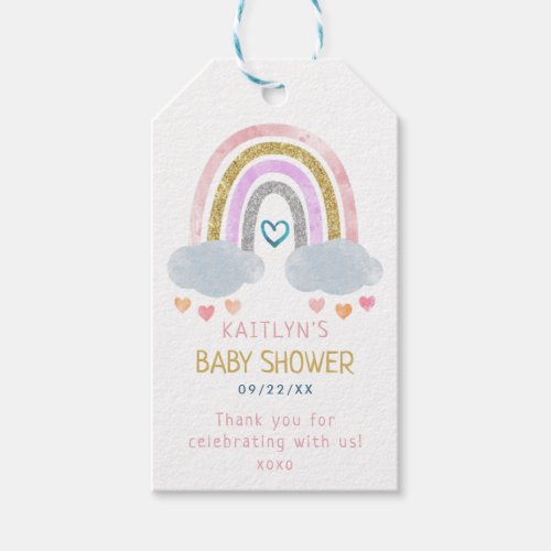 Cute Little Rainbow Baby Shower Thank You Gift Tag
