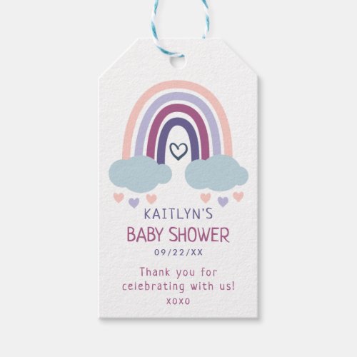 Cute Little Rainbow Baby Shower Thank You Gift Tags