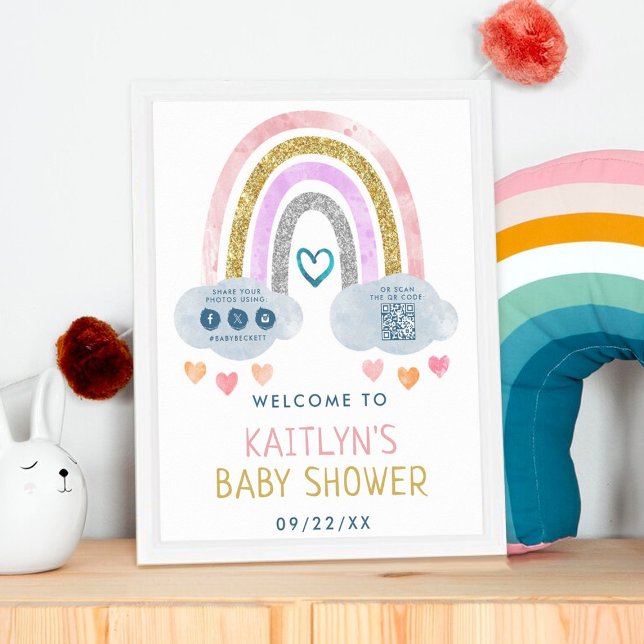 Cute Little Rainbow Baby Shower Welcome Poster (Creator Uploaded)