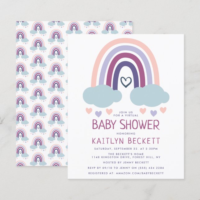 Cute Little Rainbow Budget Baby Shower Invitation (Front/Back)