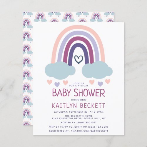 Cute Little Rainbow Budget Baby Shower Invitation