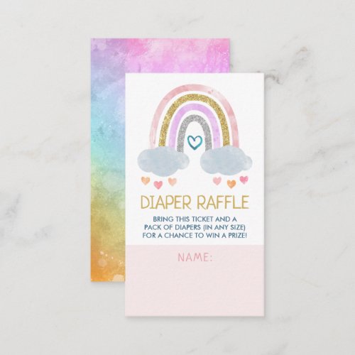 Cute Little Rainbow Diaper Raffle Enclosure Card