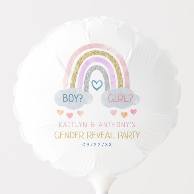 Cute Little Rainbow Gender Reveal Party Balloon (Front)
