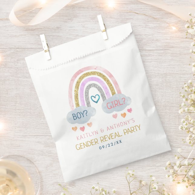 Cute Little Rainbow Gender Reveal Party Favor Bag (Clipped)