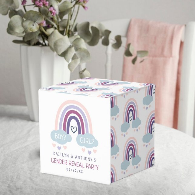Cute Little Rainbow Gender Reveal Party Favor Boxes (Creator Uploaded)