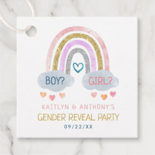 Cute Little Rainbow Gender Reveal Party Favor Tags