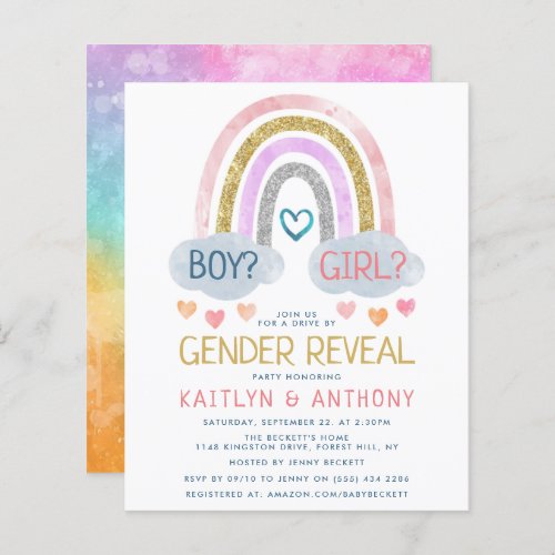 Cute Little Rainbow Gender Reveal Party Invitation