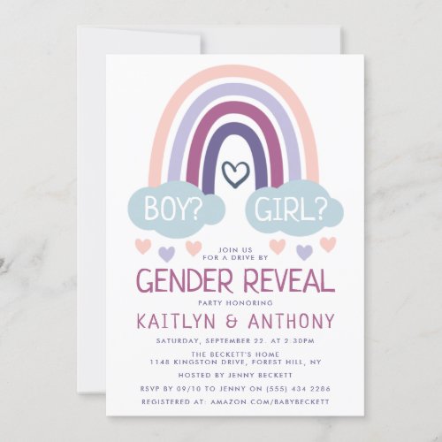 Cute Little Rainbow Gender Reveal Party Invitation