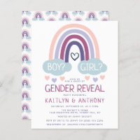 Cute Little Rainbow Gender Reveal Party Invitation