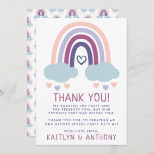 Cute Little Rainbow Gender Reveal Party Thank You Card