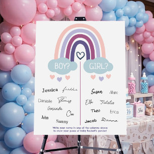 Cute Little Rainbow Gender Reveal Party Voting Foam Board