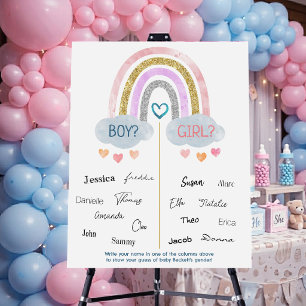 Cute Little Rainbow Gender Reveal Party Voting Foam Board
