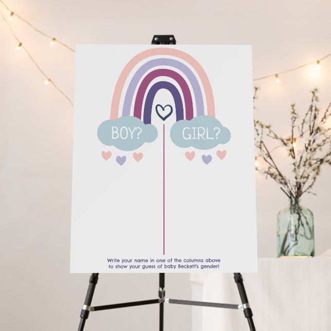 Cute Little Rainbow Gender Reveal Party Voting Foam Board (In Situ (Stand))
